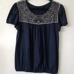 Navy Blue Perception Concept Cotton top